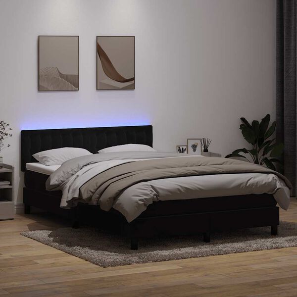 vidaXL Box spring postel s matrac&iacute; a LED čern&aacute; 160x220 cm samet