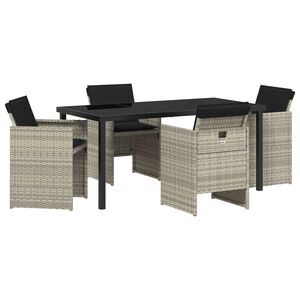 vidaXL Zahradn&iacute; j&iacute;deln&iacute; souprava 5 pcs Světle &scaron;ed&aacute; polyratan