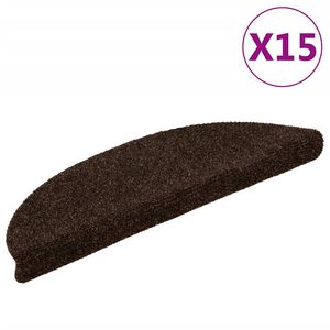 vidaXL Schodov&eacute; rohože samolepic&iacute; 15 ks 56 x 17 x 3 cm hněd&eacute; půlkulat&eacute;