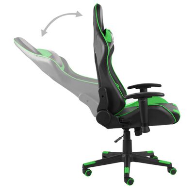 vidaXL Otočná herní židle zelená PVC