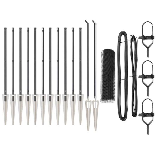 vidaXL Plotov&yacute; sloupek. &Scaron;ed&aacute; 25 x 0,6 m (25 mm pletivo) Ocel a PVC