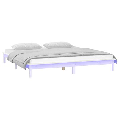 vidaXL Rám postele s LED světlem bílý 120 x 200 cm masivní dřevo