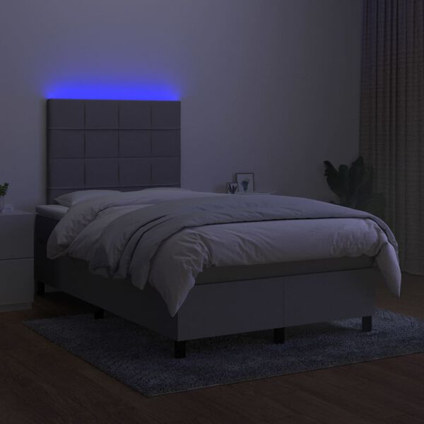 vidaXL Box spring postel s matrac&iacute; a LED světle &scaron;ed&aacute; 120x200 cm textil