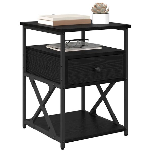 vidaXL Nočn&iacute; skř&iacute;ňka Čern&yacute; dub 40 x 42 x 55 cm kompozitn&iacute; dřevo