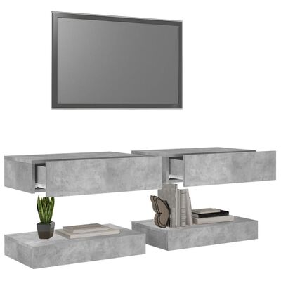 vidaXL TV skříňky s LED osvětlením 2 ks betonově šedé 60 x 35 cm