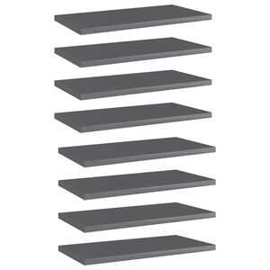 vidaXL Př&iacute;davn&eacute; police 8 ks &scaron;ed&eacute; vysok&yacute; lesk 40x20x1,5 cm dřevotř&iacute;ska