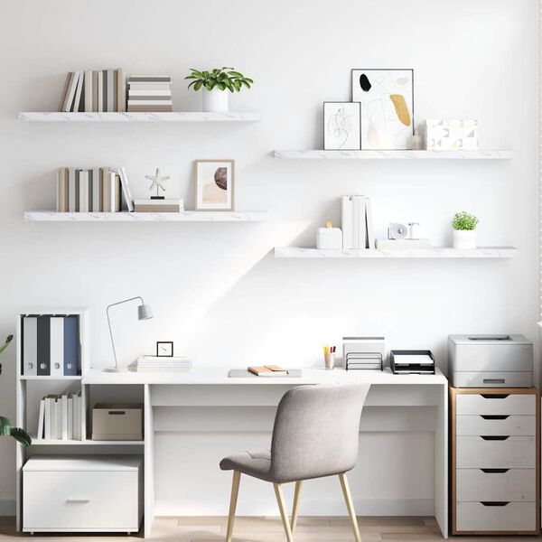 vidaXL N&aacute;stěnn&aacute; polička N&aacute;stěnn&yacute; 4 pcs B&iacute;l&yacute; mramor 120 x 23,5 x 4 cm