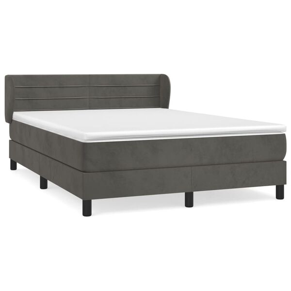vidaXL Box spring postel s matrac&iacute; tmavě &scaron;ed&yacute; 140 x 190 cm samet