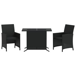 vidaXL 3d&iacute;ln&yacute; bistro set s podu&scaron;kami čern&yacute; polyratan