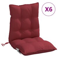 vidaXL Podušky na židli s nízkým opěradlem 6 ks vínové oxfordská látka