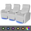 vidaXL LED polohovac&iacute; tř&iacute;sedačkov&eacute; křeslo uměl&aacute; kůže b&iacute;l&eacute;