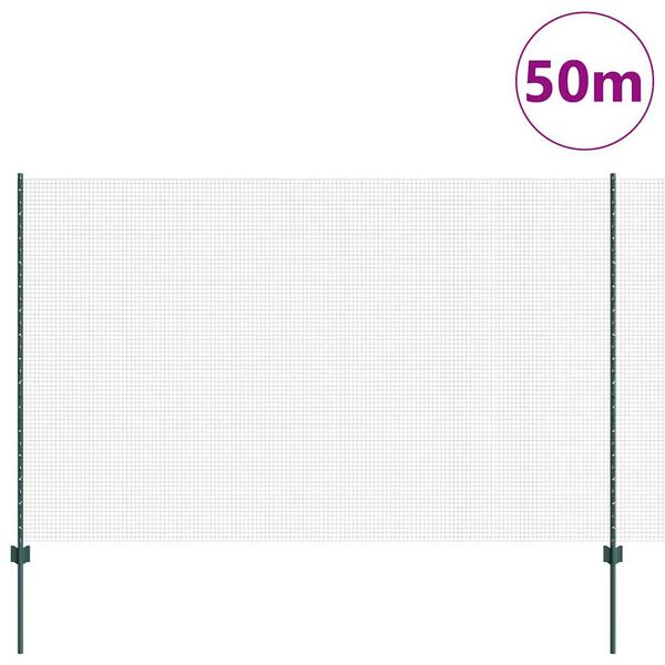 vidaXL Plot s sloupkem Zelen&aacute; 1,5 x 50 m Ocel a PVC