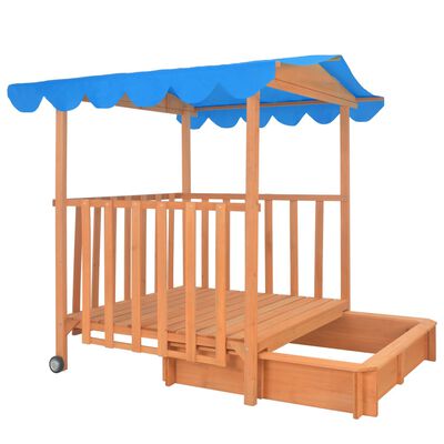 vidaXL Dětský domeček s pískovištěm jedlové dřevo modrý UV50