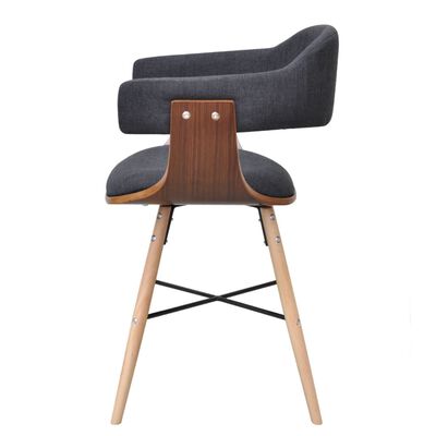 vidaXL Jídelní židle 2 ks tmavě šedé ohýbané dřevo a textil