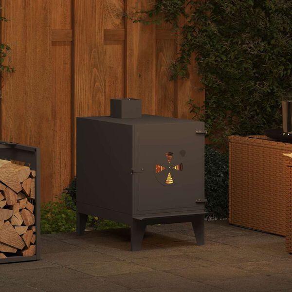 vidaXL Kempovac&iacute; spor&aacute;k Čern&aacute; 35 x 50 x 60 cm Studen&aacute; v&aacute;lcovan&aacute; ocel