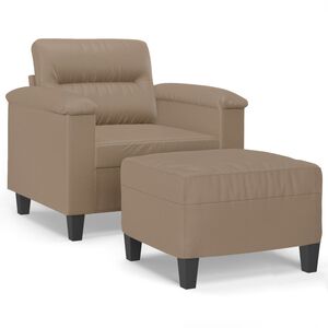 vidaXL Křeslo s podnožkou cappuccino 60 cm uměl&aacute; kůže