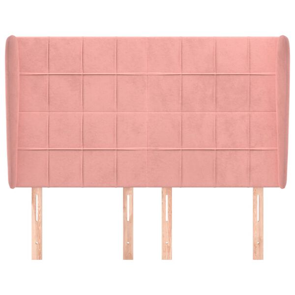 vidaXL Čelo postele typu u&scaron;&aacute;k růžov&eacute; 147x23x118/128 cm samet