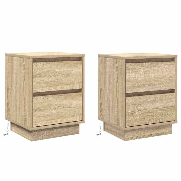 vidaXL Nočn&iacute; skř&iacute;ňka se z&aacute;suvkou 2 pcs Sonoma dub 39 x 34,5 x 50 cm