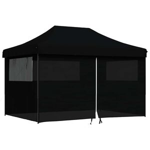 vidaXL Skl&aacute;dac&iacute; party stan pop-up se 4 bočn&iacute;mi stěnami čern&yacute;