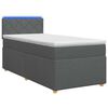 vidaXL Box spring postel s matrac&iacute; a LED Tmavě &scaron;ed&aacute; 90 x 190 cm Textil