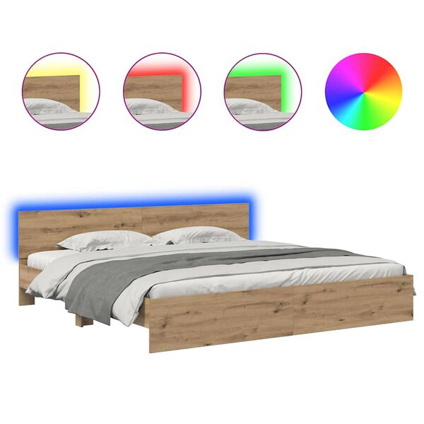 vidaXL R&aacute;m postele s čelo Artisanov&yacute; dub 200 x 200 cm kompozitn&iacute; dřevo