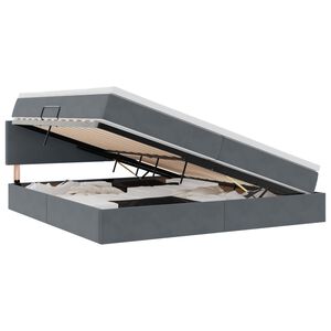 vidaXL Postel s &uacute;ložn&yacute;m prostorem s čelo Tmavě &scaron;ed&aacute; 200 x 200 cm samet