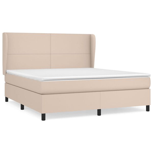 vidaXL Box spring postel s matrac&iacute; cappuccino 180 x 200 cm uměl&aacute; kůže