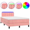 vidaXL Box spring postel s matrac&iacute; a LED růžov&aacute; 120x200 cm samet