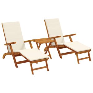 vidaXL Skl&aacute;dac&iacute; a nastaviteln&yacute; slunečn&iacute;k 3 pcs Kr&eacute;mově b&iacute;l&aacute;