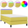 vidaXL Box spring postel s matrac&iacute; a LED zelen&aacute; 90x200 cm textil