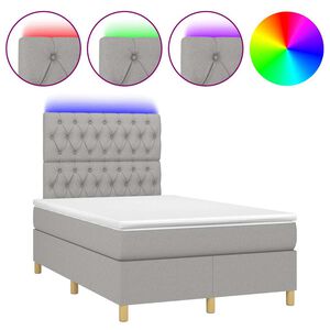 vidaXL Box spring postel s matrac&iacute; a LED světle &scaron;ed&aacute; 120x190 cm textil