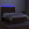 vidaXL Box spring postel s matrac&iacute; a LED tmavě hněd&aacute; 140x200 cm textil
