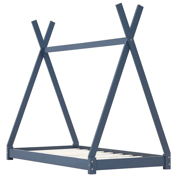 vidaXL Rám dětské postele šedý masivní borové dřevo 90 x 200 cm