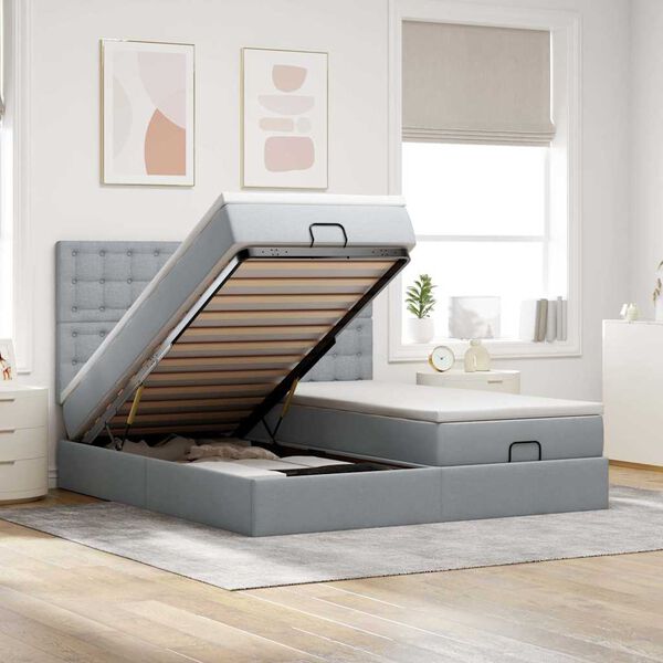 vidaXL Osmanský rám postele s matrací světle šedá 160x200cm textil