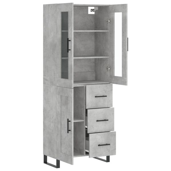 vidaXL Skř&iacute;ň highboard betonově &scaron;ed&aacute; 69,5x34x180 cm kompozitn&iacute; dřevo