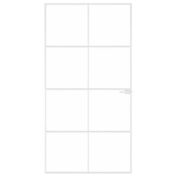 vidaXL Interi&eacute;rov&eacute; dveře b&iacute;l&eacute; 102x201,5 cm tvrzen&eacute; sklo a hlin&iacute;k &uacute;zk&eacute;