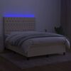 vidaXL Box spring postel s matrac&iacute; a LED kr&eacute;mov&aacute; 140x200 cm textil