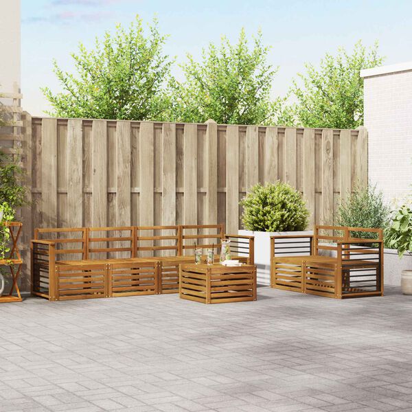 vidaXL Sedac&iacute; soupravy 7 pcs Př&iacute;rodn&iacute; Masivn&iacute; ak&aacute;tov&eacute; dřevo