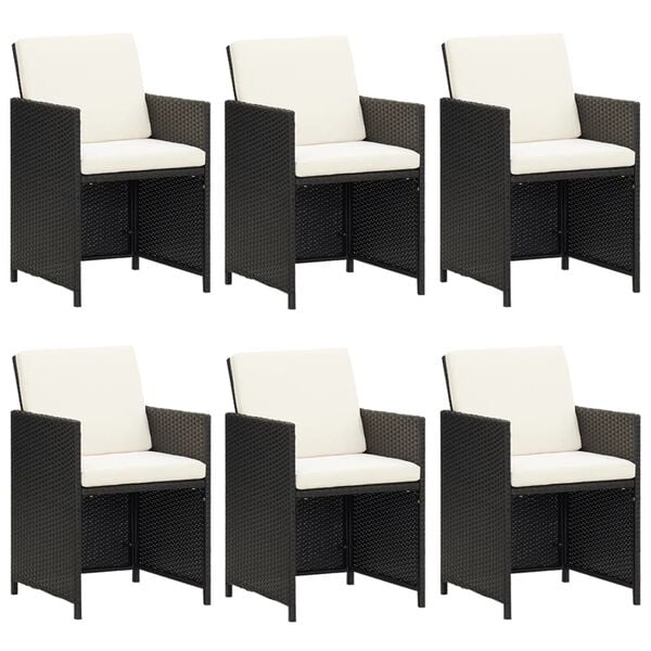 vidaXL 7dílný zahradní jídelní set s poduškami polyratan černý
