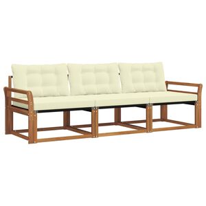 vidaXL Venkovn&iacute; pohovkov&aacute; souprava 3 pcs Přirozen&aacute; a Kr&eacute;mov&aacute;