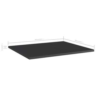 vidaXL Přídavné police 8 ks černé vysoký lesk 60x50x1,5 cm dřevotříska