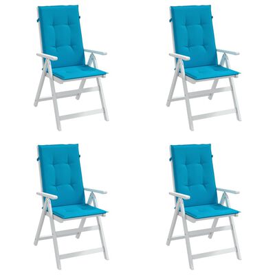 vidaXL Podušky na židli vysoké opěradlo 4 ks modré 120x50x3 cm textil