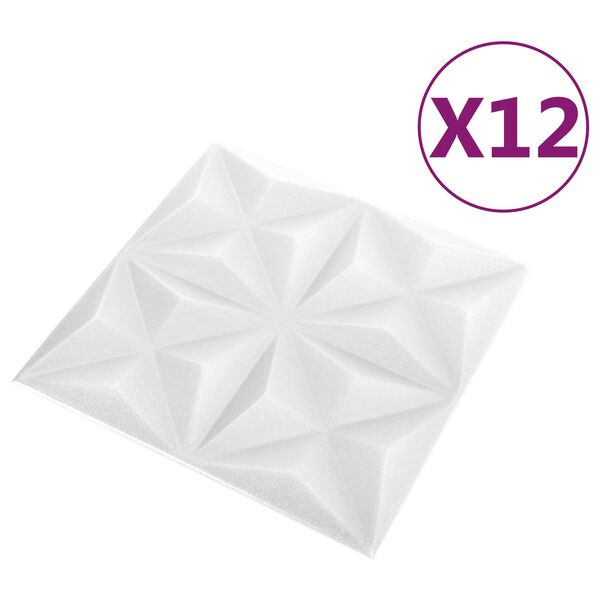 vidaXL N&aacute;stěnn&eacute; panely 12 pcs Origami b&iacute;l&aacute; 50 x 50 cm XPS pěna