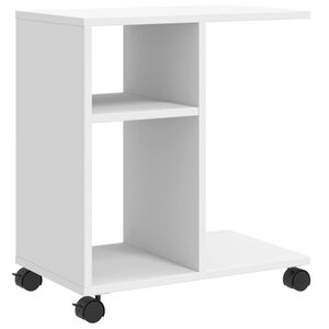 vidaXL Odkl&aacute;dac&iacute; stolek na kolečk&aacute;ch b&iacute;l&yacute; 50x30x55 cm kompozitn&iacute; dřevo