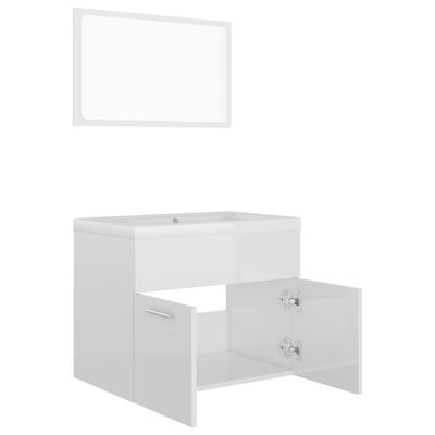 vidaXL Set koupelnového nábytku bílý s vysokým leskem dřevotříska