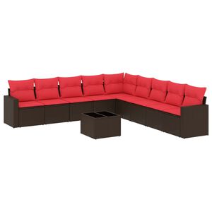 vidaXL 10d&iacute;ln&aacute; zahradn&iacute; sedac&iacute; souprava s podu&scaron;kami hněd&aacute; polyratan