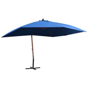 vidaXL Z&aacute;věsn&yacute; slunečn&iacute;k s dřevěnou tyč&iacute; 400 x 300 cm modr&yacute;