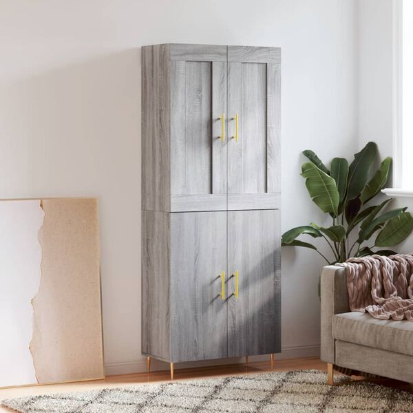 vidaXL Skříň highboard šedá sonoma 69,5 x 34 x 180 cm kompozitní dřevo