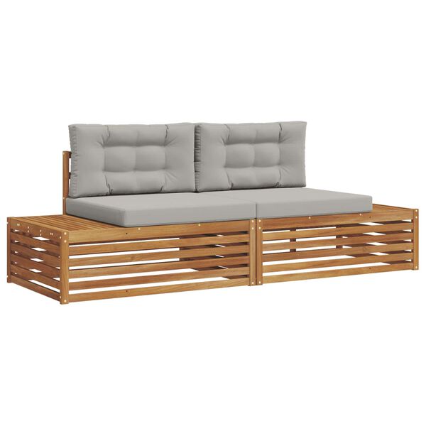 vidaXL Venkovn&iacute; pohovkov&aacute; souprava 2 Kus Př&iacute;rodn&iacute; a světle &scaron;ed&aacute;