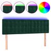 vidaXL Čelo postele s LED tmavě zelen&eacute; 144x5x78/88 cm samet